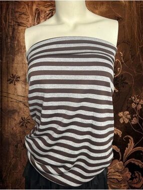 Lularoe brown and grey striped skirt